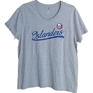 Gray Islanders V-Neck T-Shirt Large